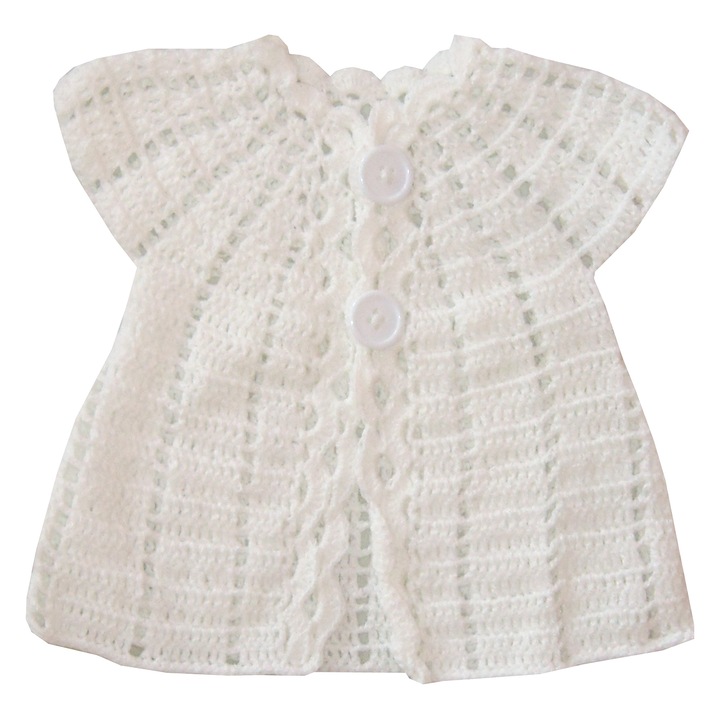 Elegáns horgolt kardigán, kislány boleró (Fehér, 68 (6 hó))
