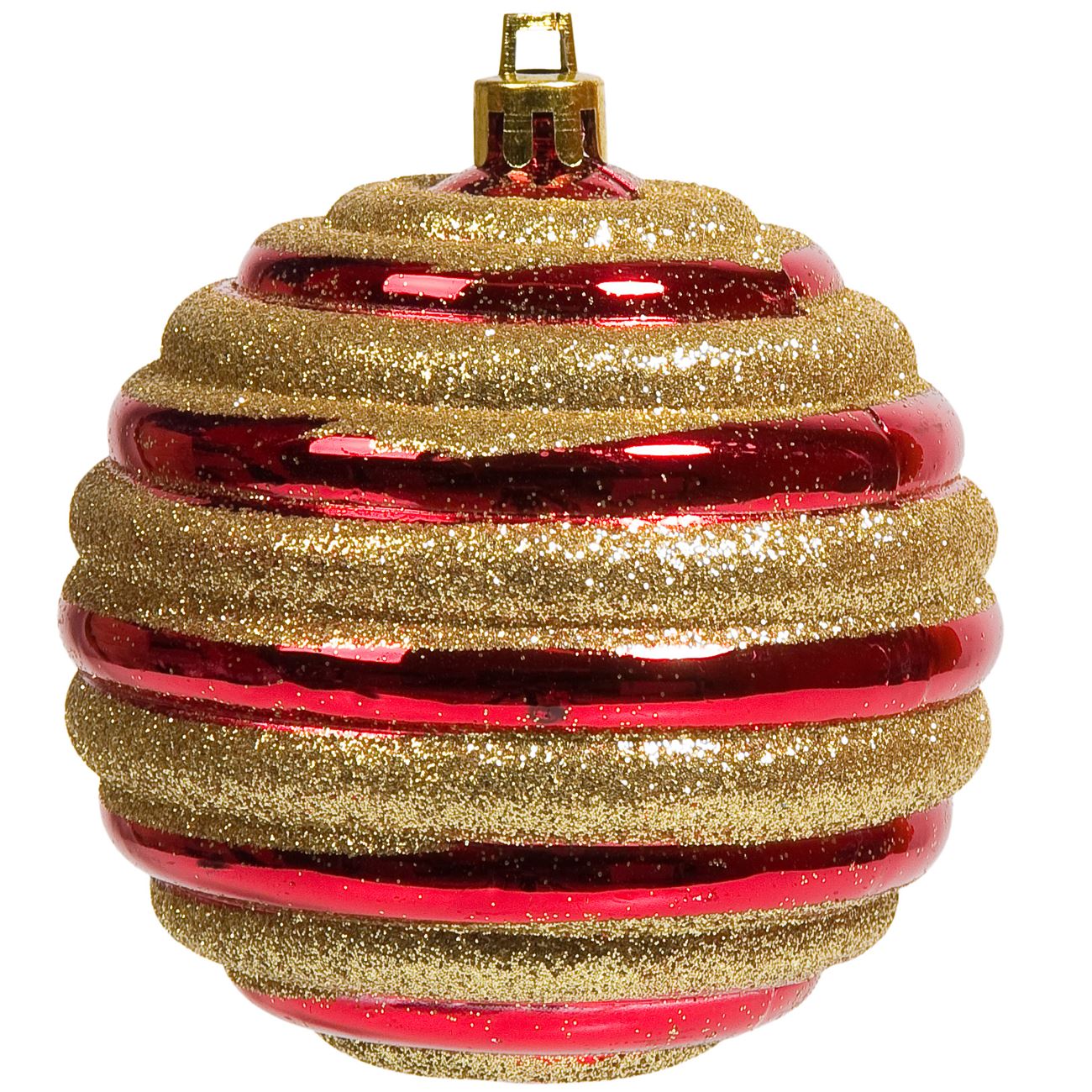 Set 6 globulete, Zola®, pentru bradut, rosii cu auriu, 8 cm