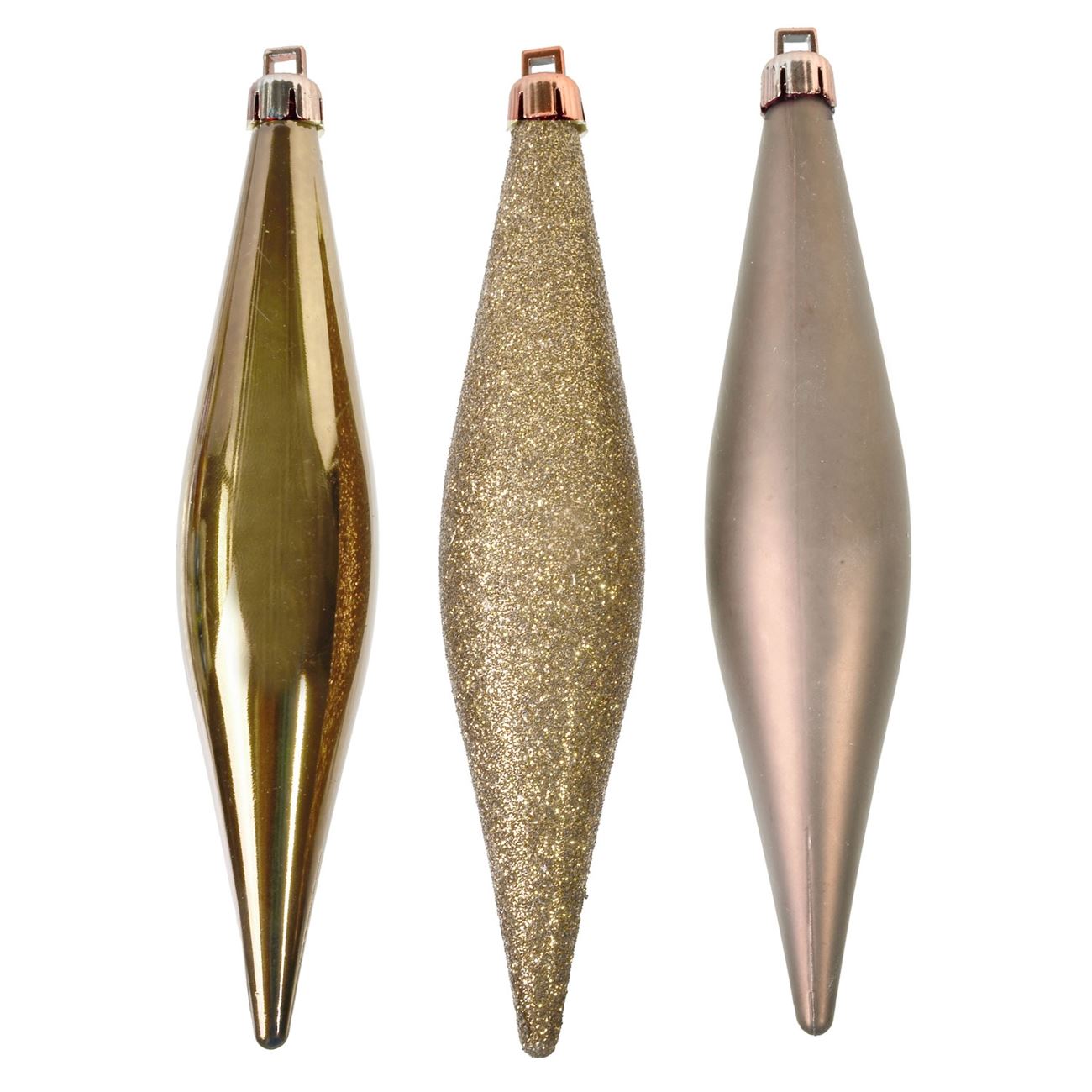 Set 6 globulete, Zola®, pentru bradut, aurii, 3 modele diferite, cu sclipici, 16 cm