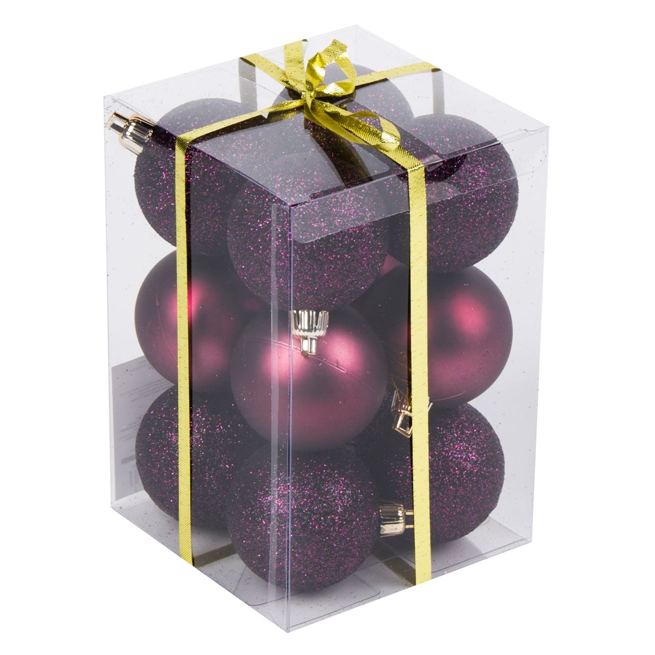 Set 12 globuri violet mat de Craciun, DecorCasa, 5 cm