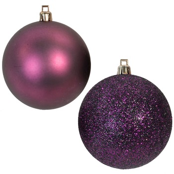 Set 12 globulete, Zola®, pentru bradut, mov, 2 modele diferite, mate, cu sclipici, 8 cm Set 12 globulete, Zola®, pentru bradut, mov, 2 modele diferite, mate, cu sclipici, 8 cm