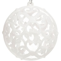 Set 6 globuri perforate albe de Craciun, DecorCasa, 6 cm