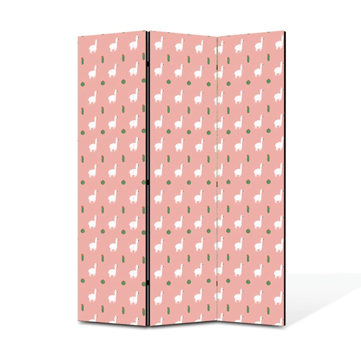 Paravan de Camera ArtDeco din 3 Panouri Ghivece lavanda 105 x 150 cm