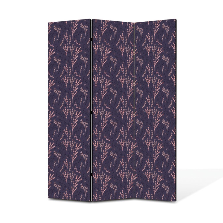 Paravan de Camera ArtDeco din 3 Panouri Buchete panselute si frezii 105 x 150 cm