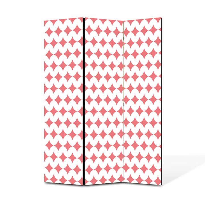 Paravan de Camera ArtDeco din 3 Panouri Geometric roz 105 x 150 cm