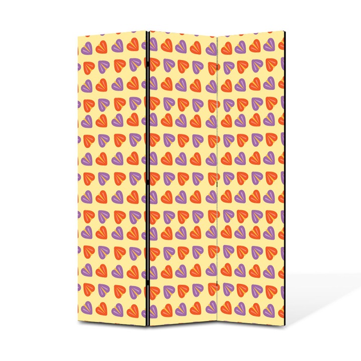 Paravan de Camera ArtDeco din 3 Panouri Floare inima 105 x 150 cm