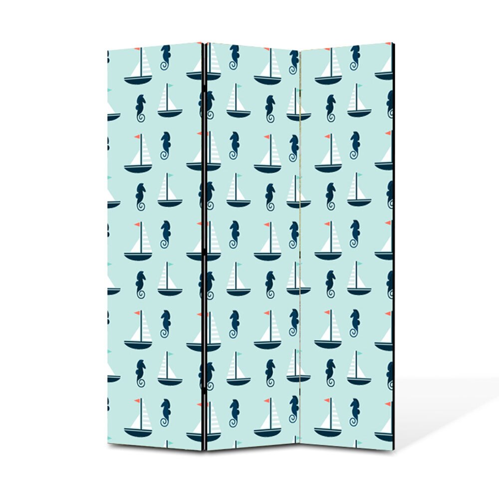 Paravan de Camera ArtDeco din 3 Panouri Caluti de mare 105 x 150 cm