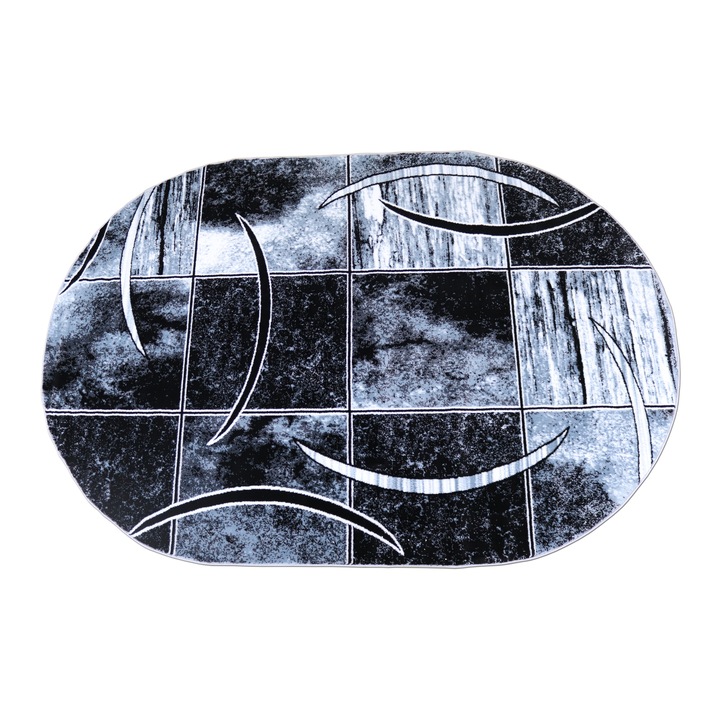 Agora Textil ovális szőnyeg, 150 x 230 cm, 1500 g / m2, szürke / fekete