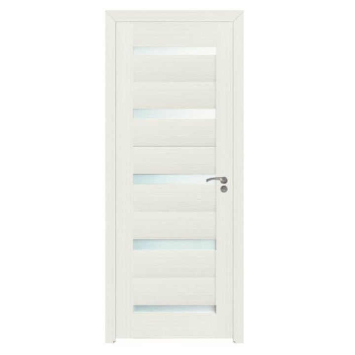 Интериорна дървена врата със стъкло Best Imp G01-88-E ляво / дясно, панти и дръжка в комплект, Бяла 203 x 88 см