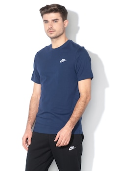 Nike - Тениска Sportswear Club с овално деколте и лого, Тъмносин