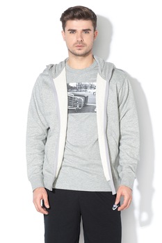 Nike, Hanorac cu fermoar si buzunare oblice Sportswear Club, Gri melange Nike, Hanorac cu fermoar si buzunare oblice Sportswear Club, Gri melange