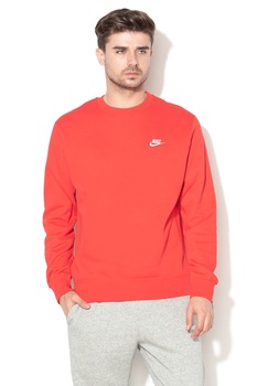 Nike, Bluza sport cu decolteu la baza gatului si logo brodat, Rosu Nike, Bluza sport cu decolteu la baza gatului si logo brodat, Rosu