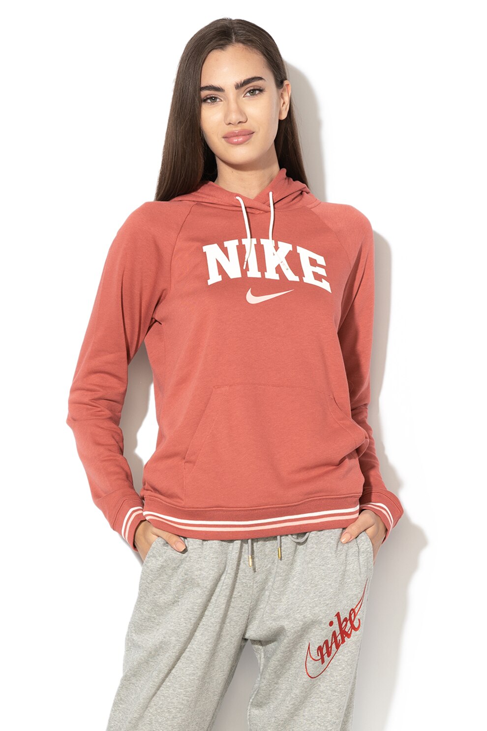 Nike, Hanorac cu imprimeu logo, Rosu stins