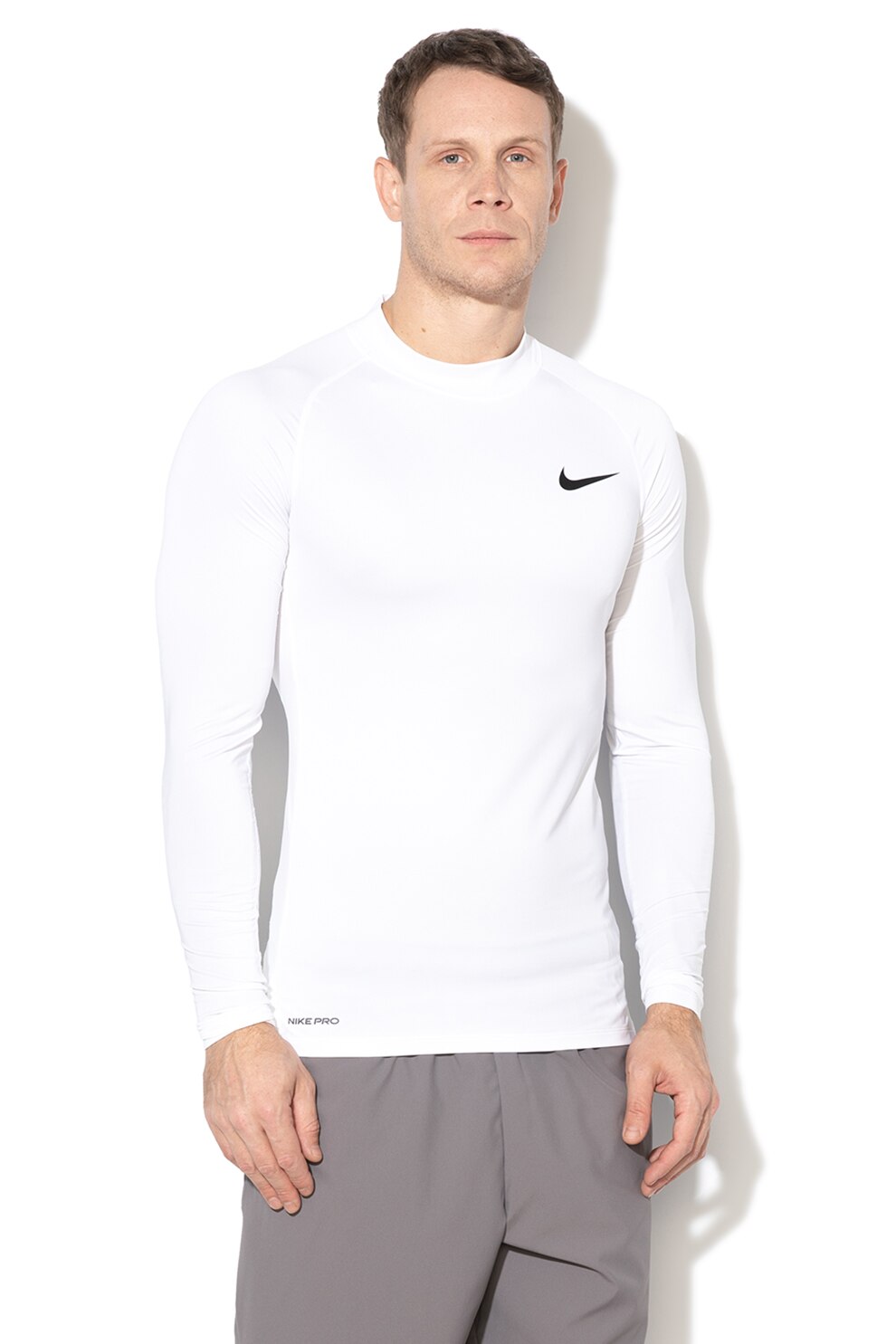 Nike, Bluza realizata cu DRI-FIT, pentru antrenament Tight Mock, Alb/Negru