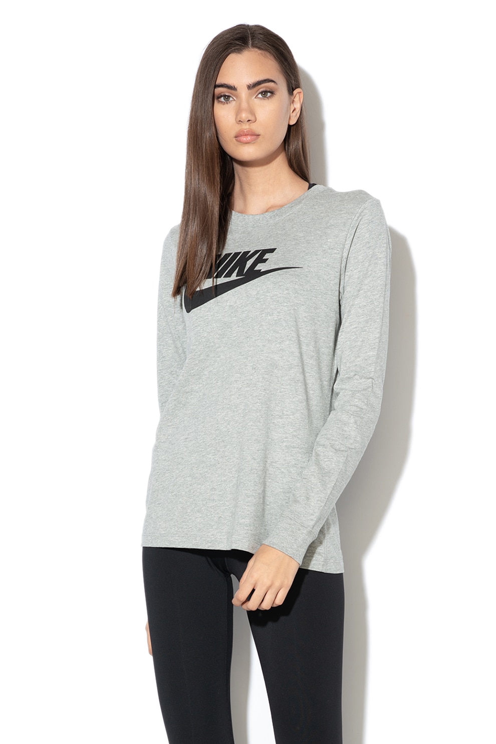 Nike, Bluza cu logo Essential, Gri melange