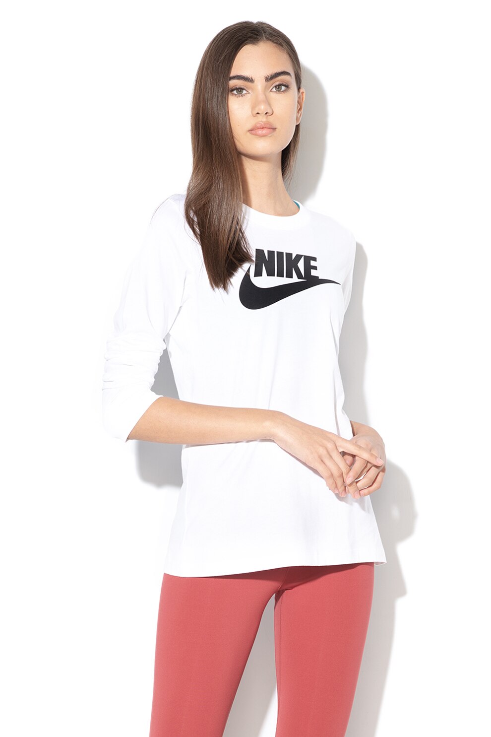 Nike, Bluza cu logo Essential, Alb