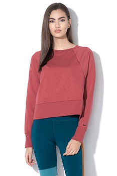 Nike, Bluza sport crop realizata cu Dri-fit, pentru fitness, Rosu stins, XL Nike, Bluza sport crop realizata cu Dri-fit, pentru fitness, Rosu stins, XL