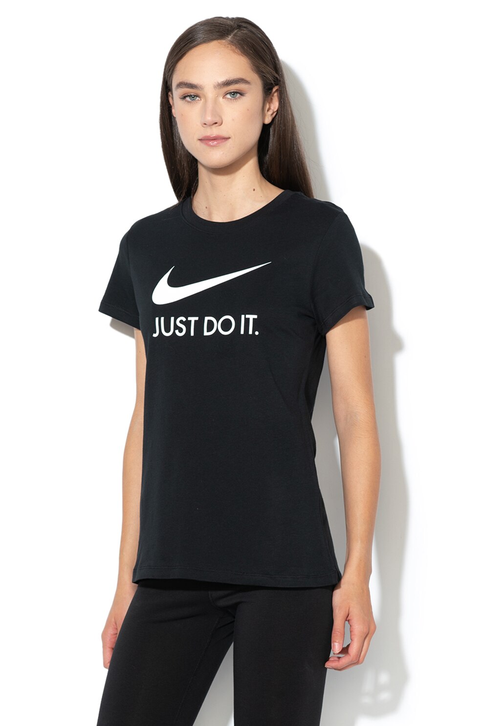 Nike, Tricou slim fit cu imprimeu logo Sportswear, Negru