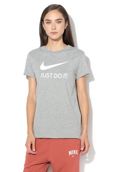 Nike, Tricou slim fit cu imprimeu logo Sportswear, Gri melange Nike, Tricou slim fit cu imprimeu logo Sportswear, Gri melange