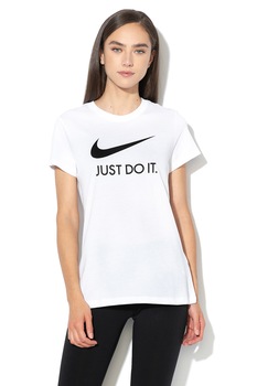 Nike, Tricou slim fit cu imprimeu logo Sportswear, Alb Nike, Tricou slim fit cu imprimeu logo Sportswear, Alb