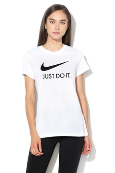 Nike, Tricou slim fit cu imprimeu logo Sportswear, Alb