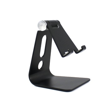 Suport reglabil universal de birou, pentru telefon sau tableta, din aluminiu, negru Suport reglabil universal de birou, pentru telefon sau tableta, din aluminiu, negru