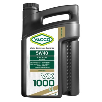 Ulei de motor YACCO VX 1000 LL 5W-40 - 5L Ulei de motor YACCO VX 1000 LL 5W-40 - 5L