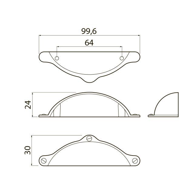 Maner scoica retro titan-periat, 99.5/64 mm, ZnAl