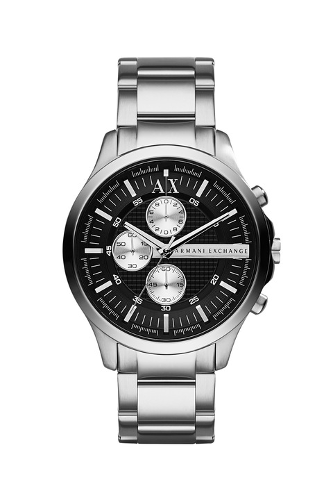ARMANI EXCHANGE, Часовник от инокс с хронограф и лого, Сребрист