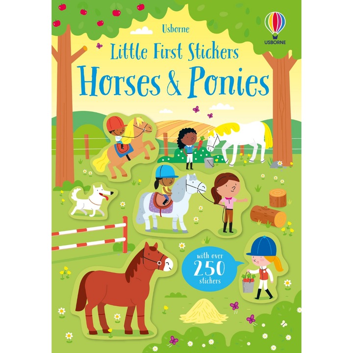 Книга за занимания Little first stickers horses and ponies, 3 години+, Usborne