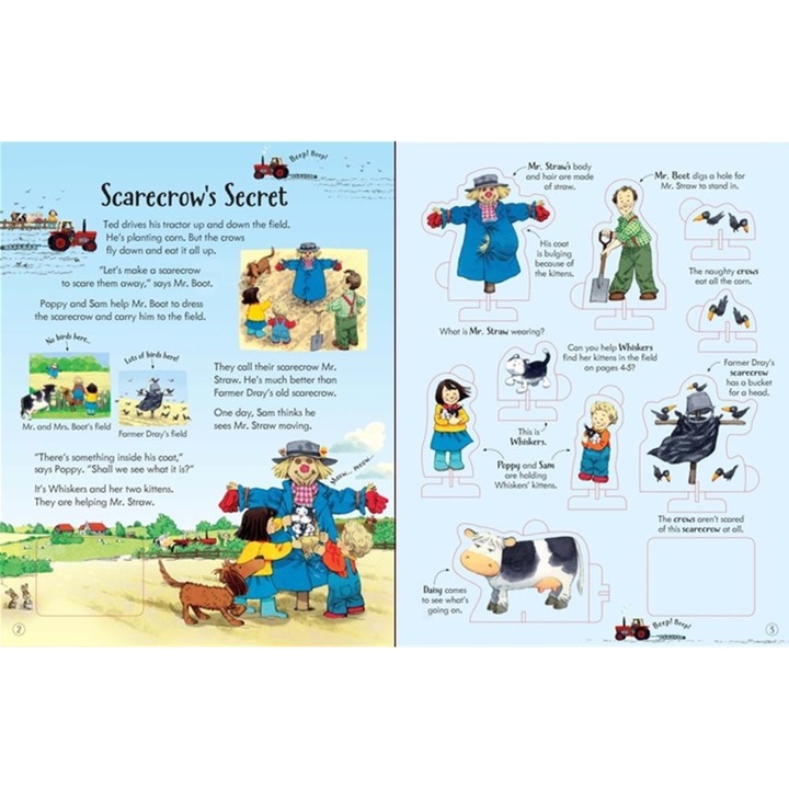 Usborne – Poppy and Sam's Wind-Up Tractor Book – Carte pentru copii 3+ ani