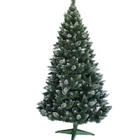 Brad de Craciun Artificial Verde Nevada cu Zapada pe Varfuri si Conuri 220 cm si Suport Cadou