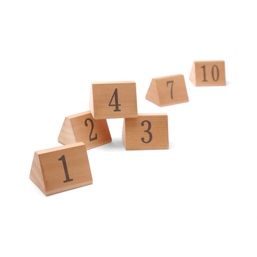 Numere pentru masa, Lemn, numerotare de 1 la 10, Hendi 55x48x(H)44 mm