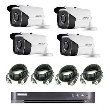 Kit CCTV 4 camere, Hikvision 1080p, Ir 80m, cablu CCTV 10m Kit CCTV 4 camere, Hikvision 1080p, Ir 80m, cablu CCTV 10m