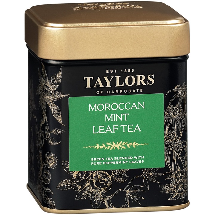 Pachet ceai Verde cu Iasomie, Ceai Verde Menta Marocana, Ceai Negru cu Petale de Trandafir, cutie metalica, 3 x 125 g