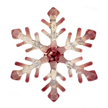 Ornament Craciun - fulg de nea pink din sticla topita Ornament Craciun - fulg de nea pink din sticla topita