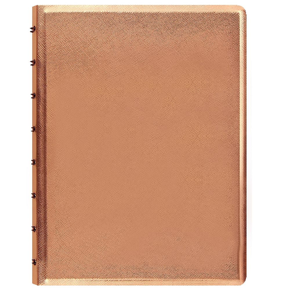 Agenda A5 nedatata cu spirala si rezerve FILOFAX Notebook Saffiano Metallic, Rose Gold