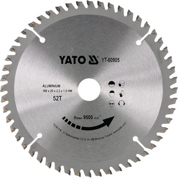 Disc circular lemn 160 x 20 x 2.2 mm 52 dinti Yato YT-60905 Disc circular lemn 160 x 20 x 2.2 mm 52 dinti Yato YT-60905