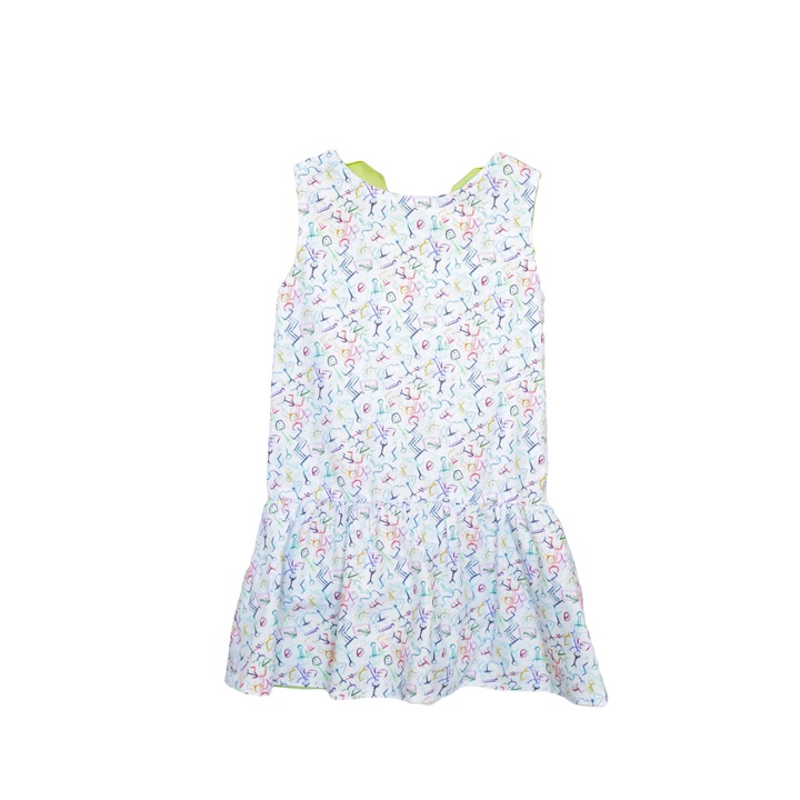 Rochita vintage reversibila, AlaAla Double Wear, Verde, Bumbac, 3 ani