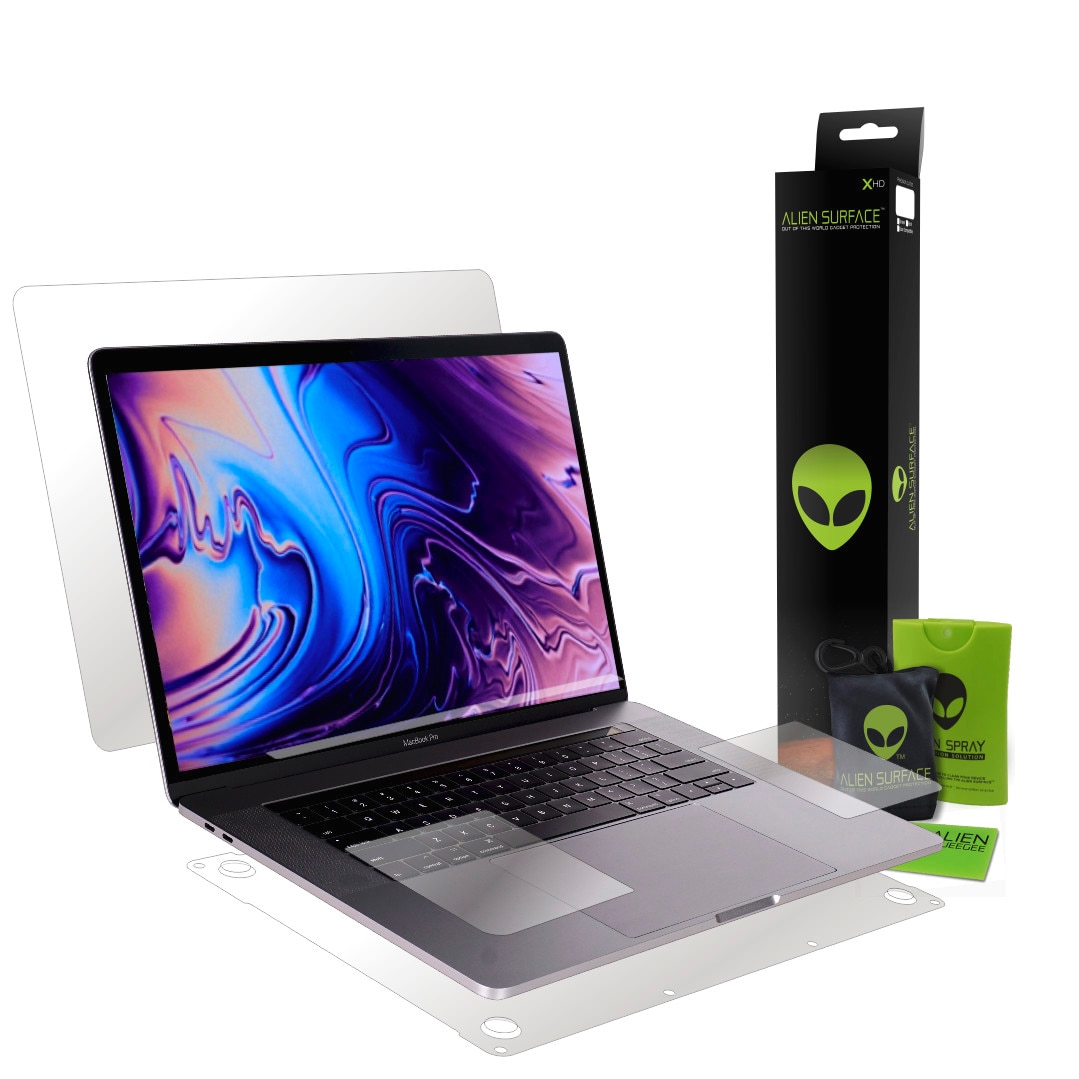 Folie Alien Surface XHD, Apple MacBook Pro 13 inch Touch Bar 2019, protectie completa + Alien Fiber cadou