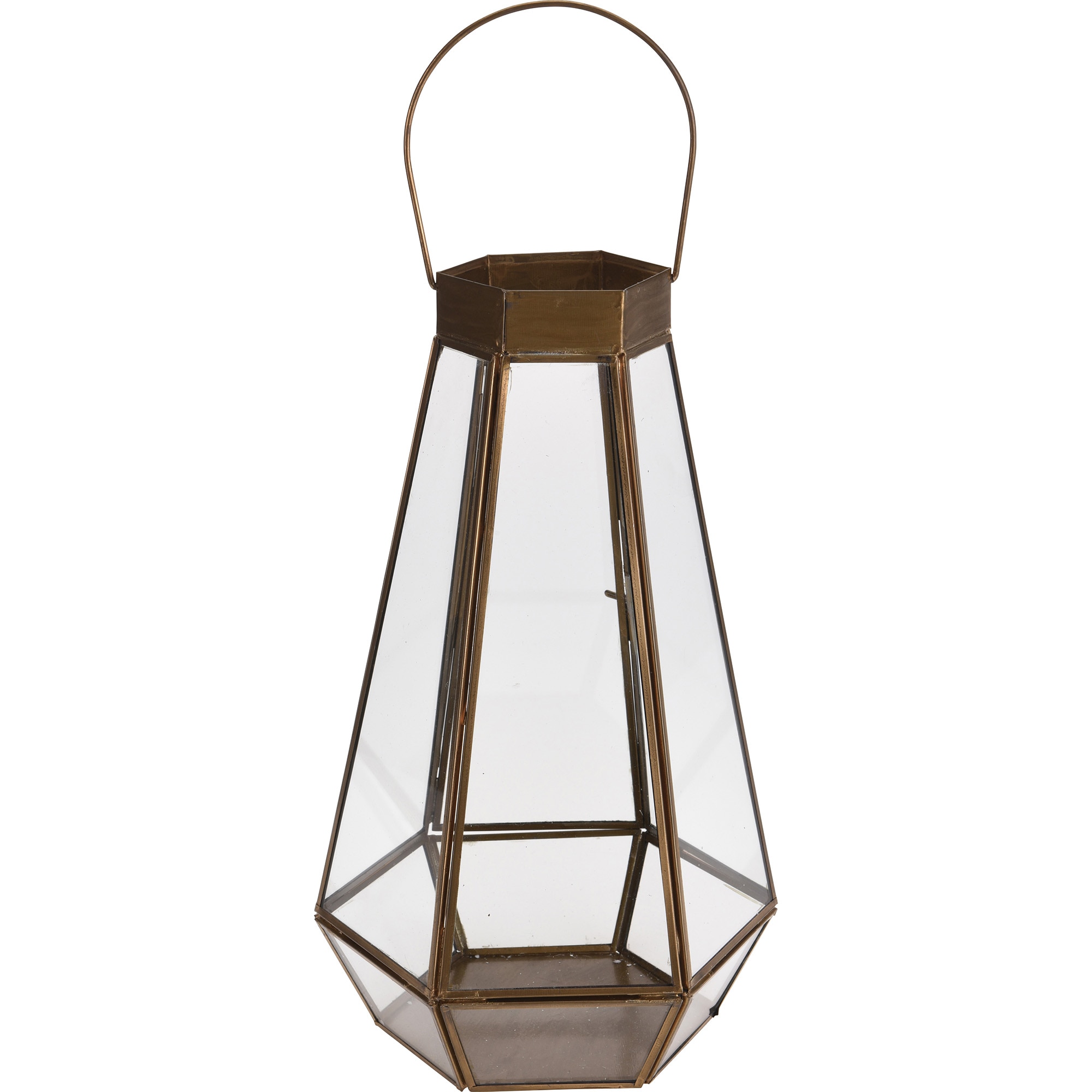 Felinar metal pentru Craciun eNoelle, 200x200x315 mm, metal/sticla, aramiu