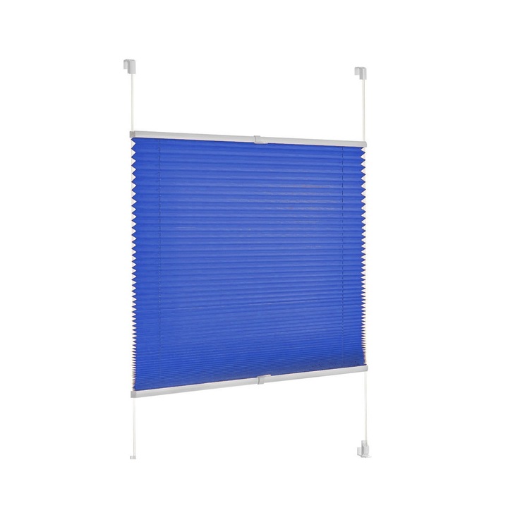 Rolete textile Plissa Mini PP-9, Rulou semi-opac, culoare albastru, dimensiuni panza 45 cm x 160 cm