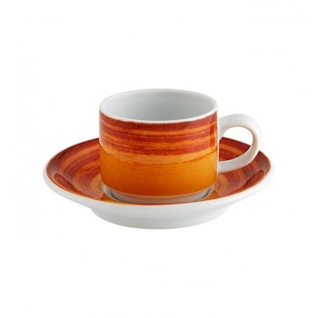 Set 12 piese, cesti cafea 85 ml cu farfurioare, culoare mandarin Set 12 piese, cesti cafea 85 ml cu farfurioare, culoare mandarin