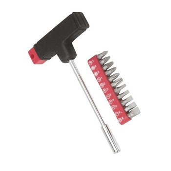 Set surubelnite Tip T plus biti, 140mm, 12 piese Set surubelnite Tip T plus biti, 140mm, 12 piese
