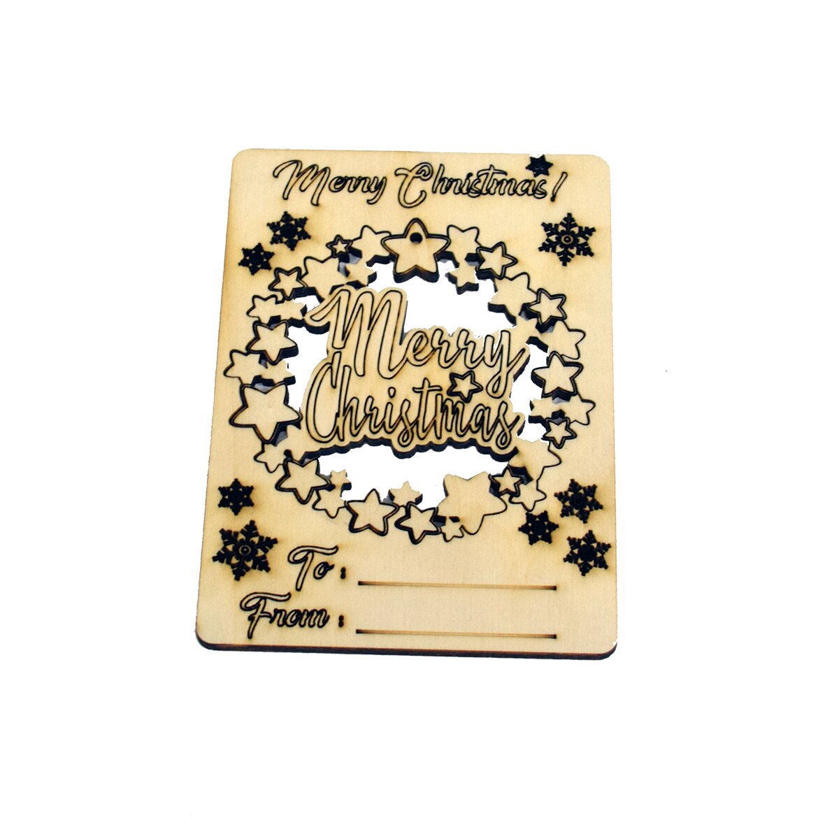 Felicitare 3D din Lemn - Merry Christmas