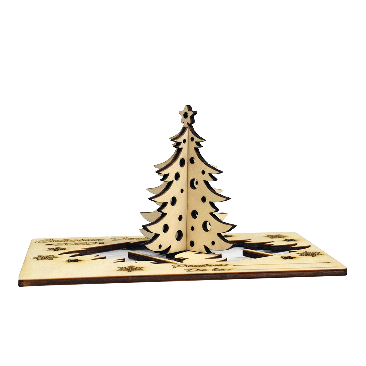 Felicitare 3D de Craciun din Lemn cu Brad