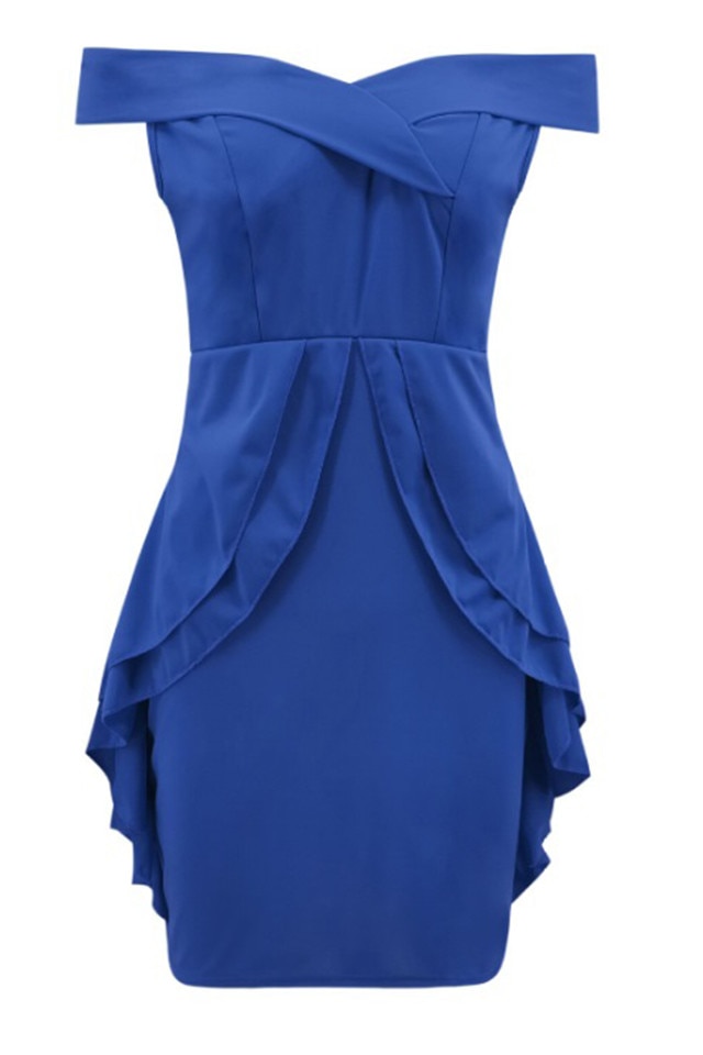 Rochie de petrecere cu volanase Nadya, Albastru, S