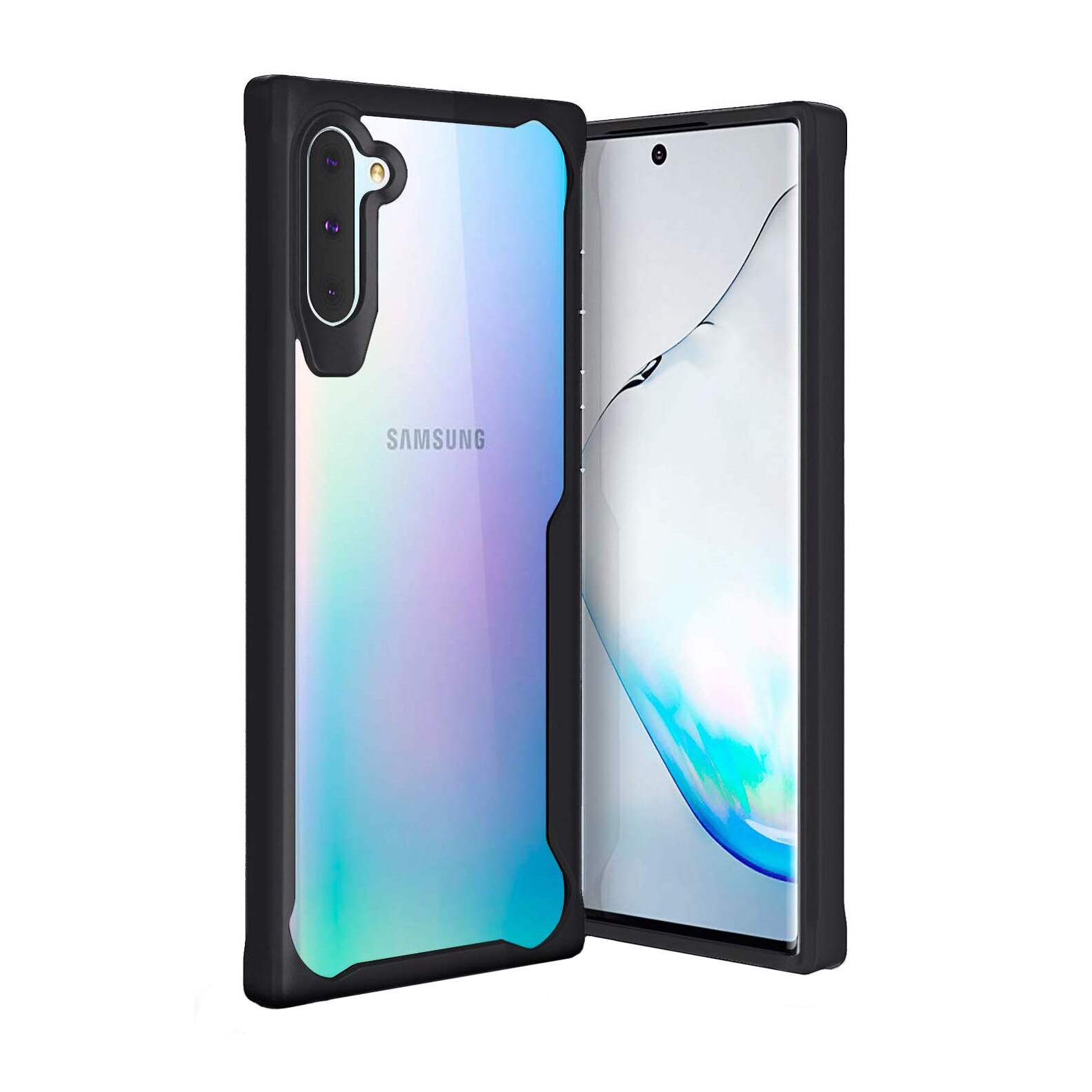 Husa Samsung Galaxy Note 10, Hybrid Antisoc, carcasa spate PC cu cadru TPU dur, Negru