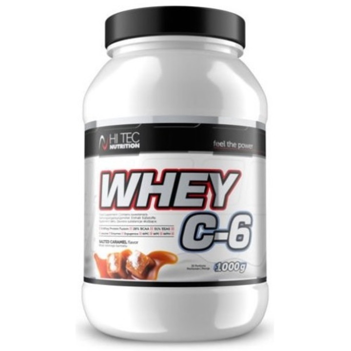 Supliment alimentar Hi-Tech Nutrition Whey C6, aroma de Caramel Sarat, 1000g