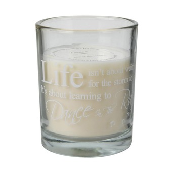 Lumanare in pahar de sticla roz, LIFE, 10 cm Lumanare in pahar de sticla roz, LIFE, 10 cm